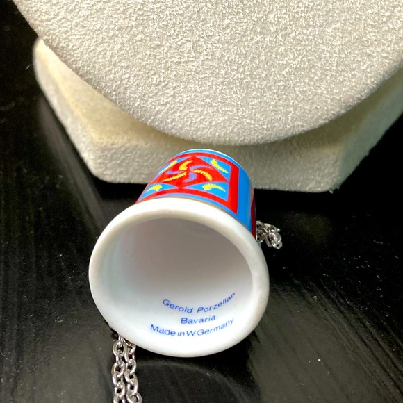 THIMBLE Necklace-GEROLD PORZELLAN TCC PATCHWORK QUILT '86 24K GOLD - Picture 4 of 4